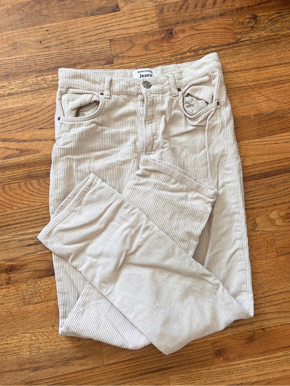 Reformation Cream Corduroy Pants